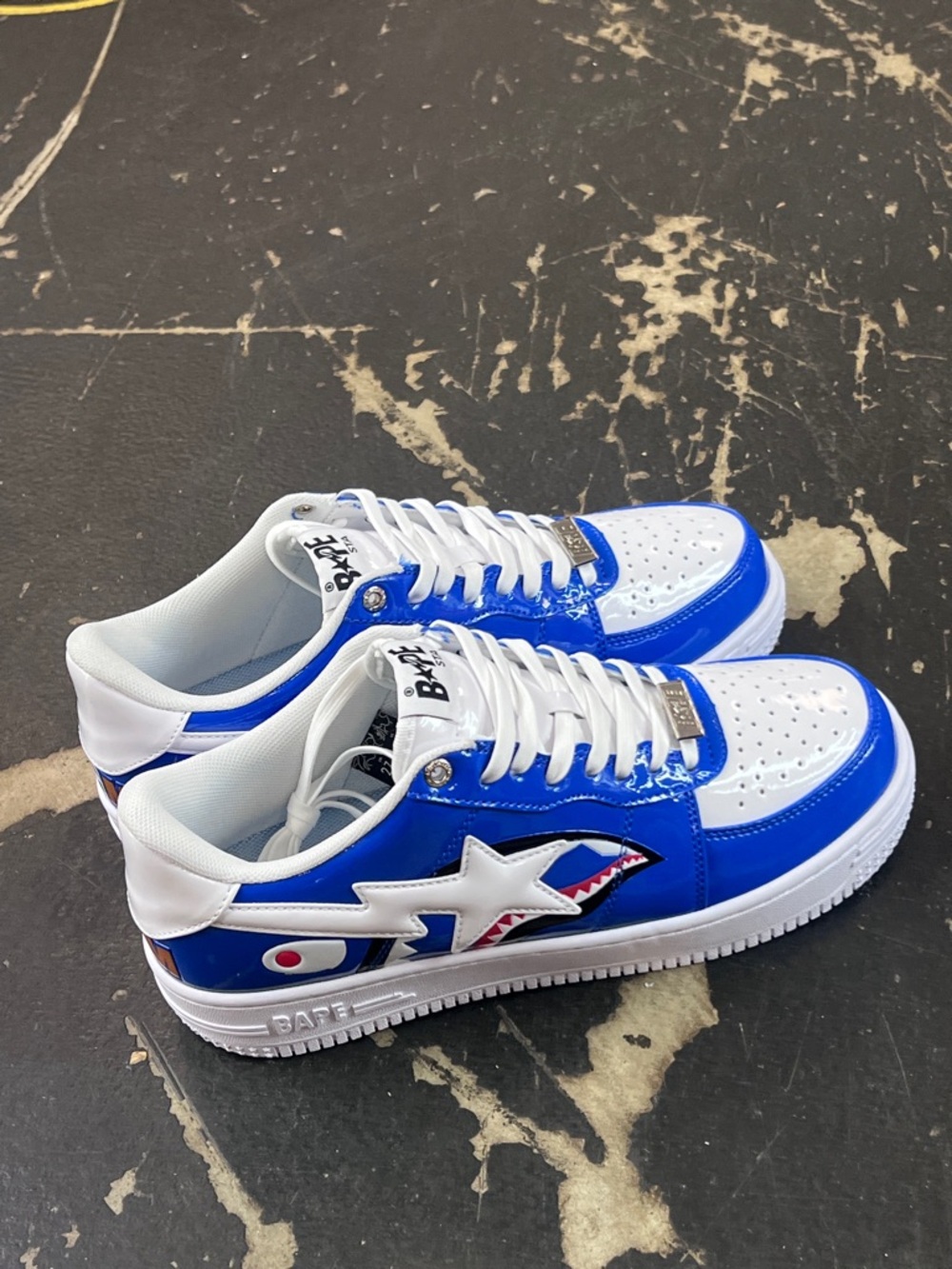 BAPE STA #3 Shark Blue Patent Leather Sneakers Men’s - Picture 4 of 6